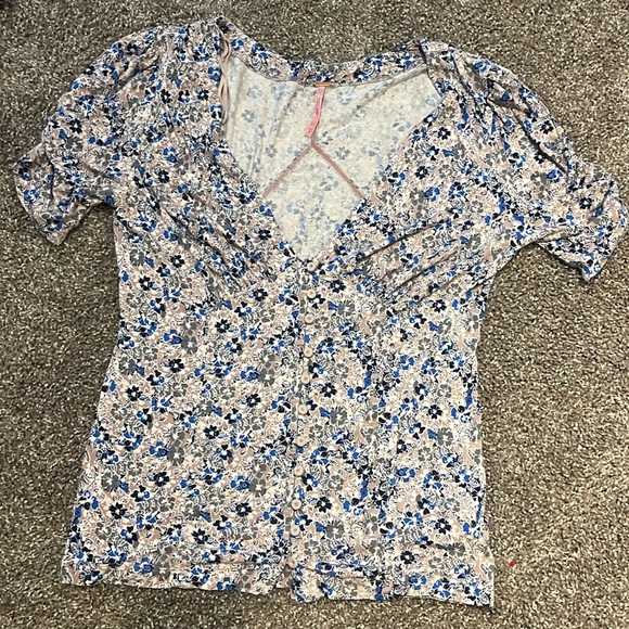Free People Top Short Sleeve Sz M - Picture 1 of 4